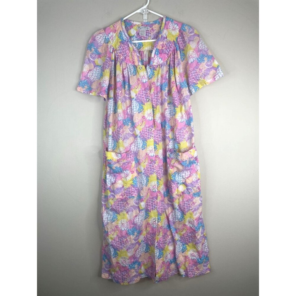 Elegant Emily Pineapple Fruit‎ Print House Coat Small Retro Beachy Lounge Dress